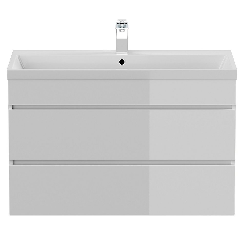 Lomadox Waschtisch FROME-02, 90 cm, hängend, weiß Hochglanz, mit 3 Schubladen Bild 2