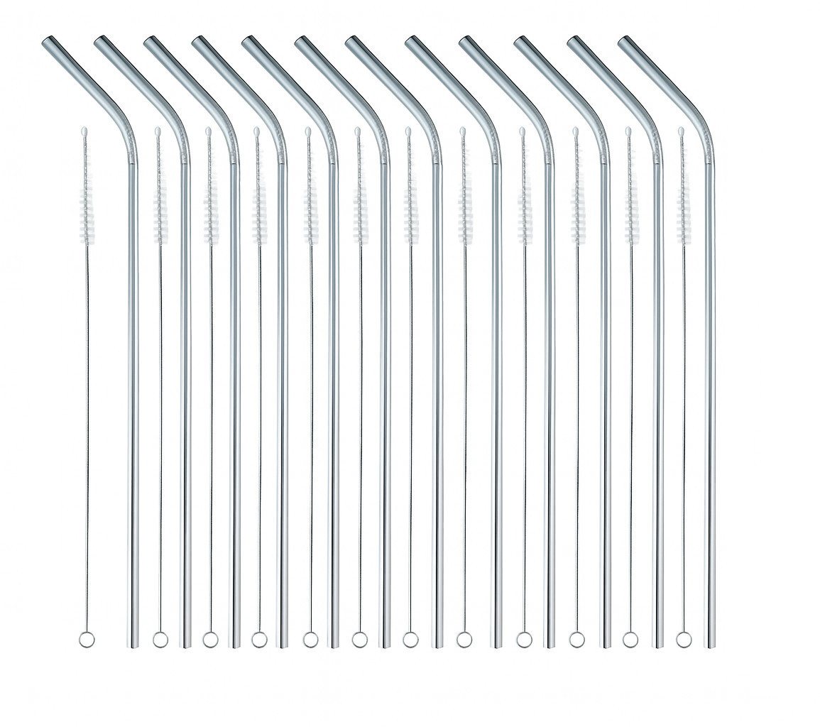 hausleben Trinkhalme Metall Strohhalm gebogen, (24-tlg), Wiederverwendbar, Spülmaschinengeeignet, Umweltfreundlich Bild 5