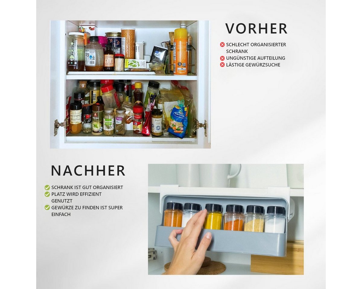 COFI 1453 Gewürzregal zum Unterbauen für Küchenschränke Gewürzhalter mit 6 Behältern Bild 4