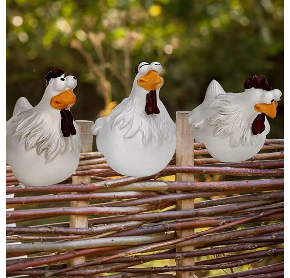 TUWENA Gartenstecker 3 Stück Gartendeko Huhn Gartenstecker, Outdoor Henne Garten Gartendeko