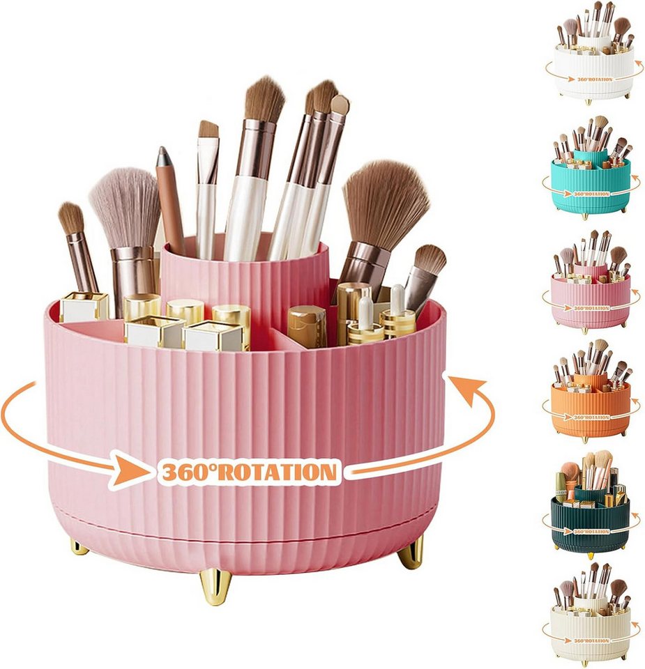 FELIXLEO Küchenorganizer-Set 360° Make up Organizer Pink Pinselhalter 5 Fächer Kosmetik Aufbew, (1-tlg)