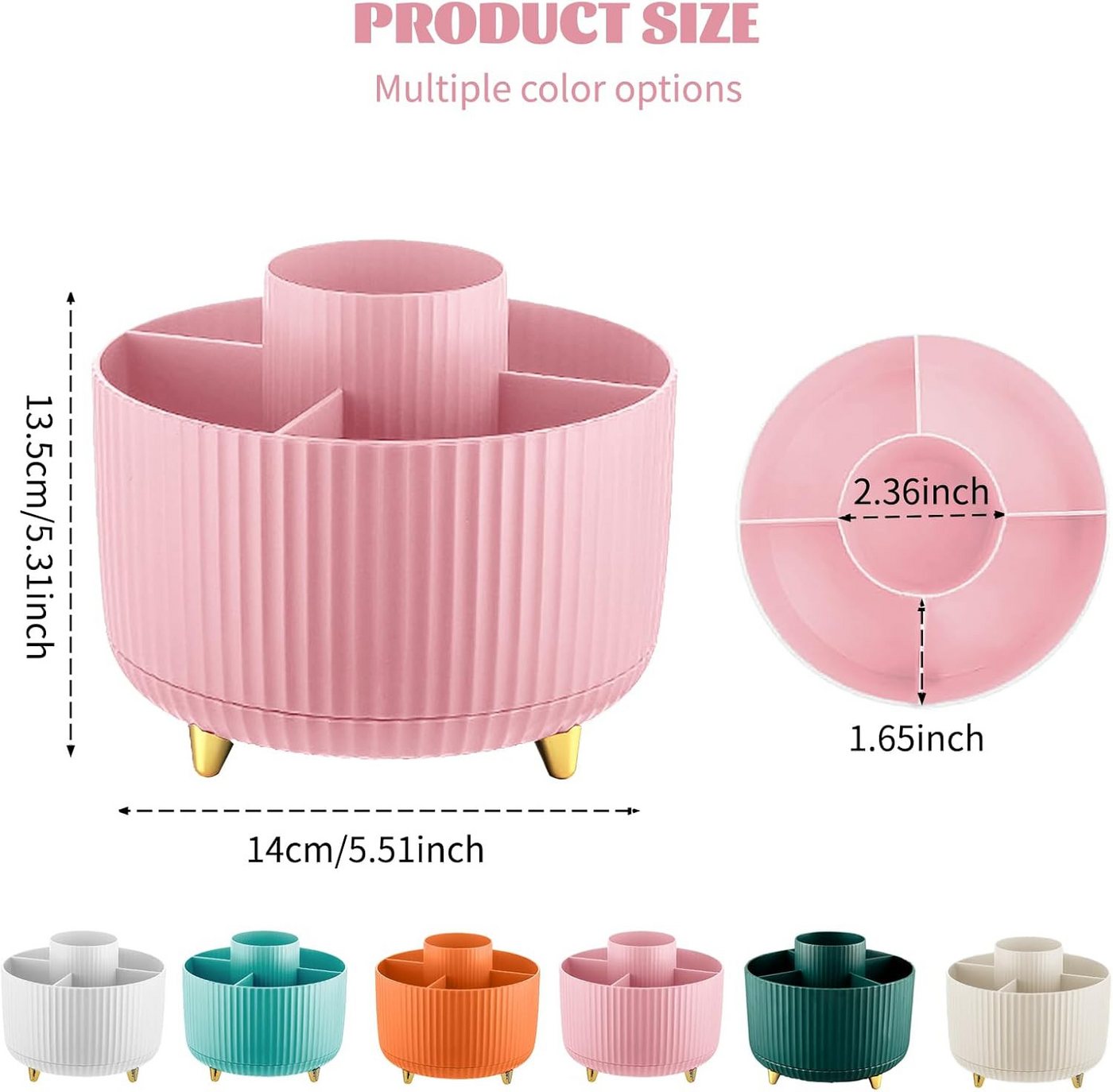 FELIXLEO Küchenorganizer-Set 360° Make up Organizer Pink Pinselhalter 5 Fächer Kosmetik Aufbew, (1-tlg) Bild 2