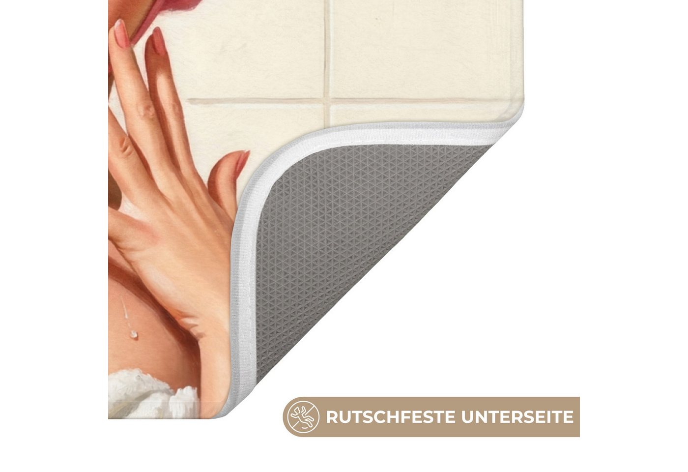 OnlyWow Badematte Frau - Dusche - Rosa, Höhe 10 mm, Polyester, Rechteckig, Badezimmerteppich, Badteppich, Rutschfest, Badvorleger, Waschbar Bild 5