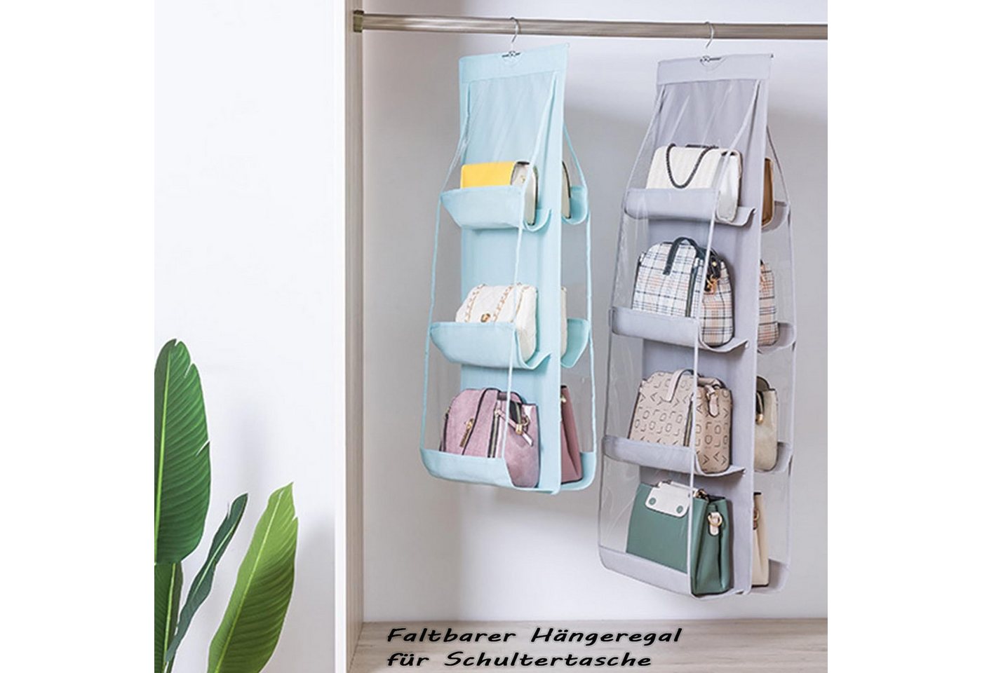 FELIXLEO Hängeregal Handtaschen Organizer Hängeregal Kleiderschrank 8 Taschen Bild 2