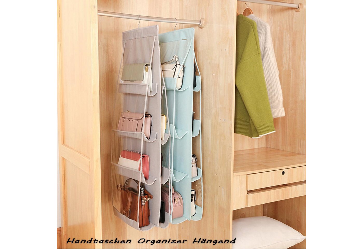 FELIXLEO Hängeregal Handtaschen Organizer Hängeregal Kleiderschrank 8 Taschen Bild 4