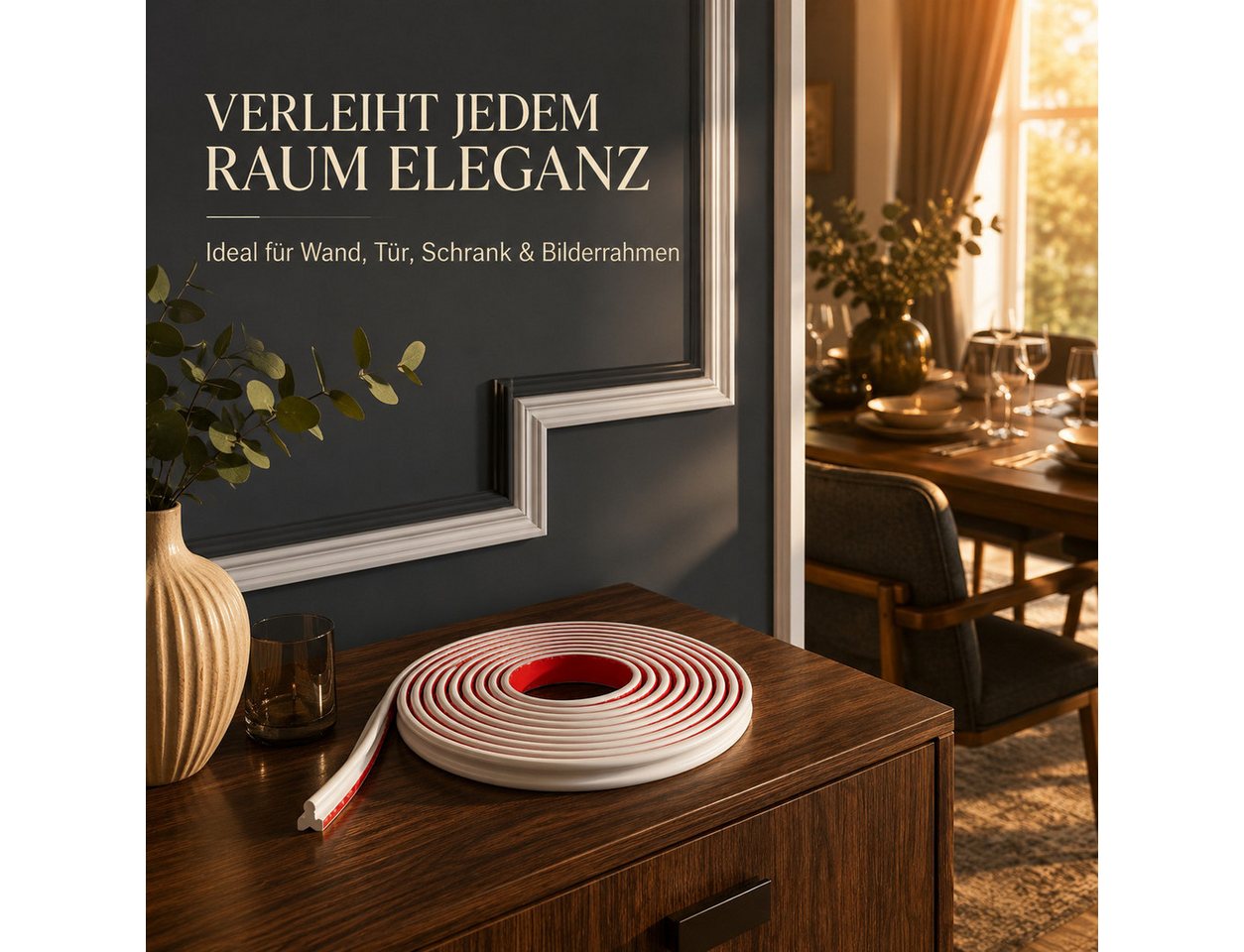 ibettertec Zierleisten-Aufkleber PVC Dekorleiste selbstklebend, rückstandsfrei ablösbar für Innenräume, (Set), Rückstandsfrei ablösbar ohne Oberflächenbeschädigung Bild 2