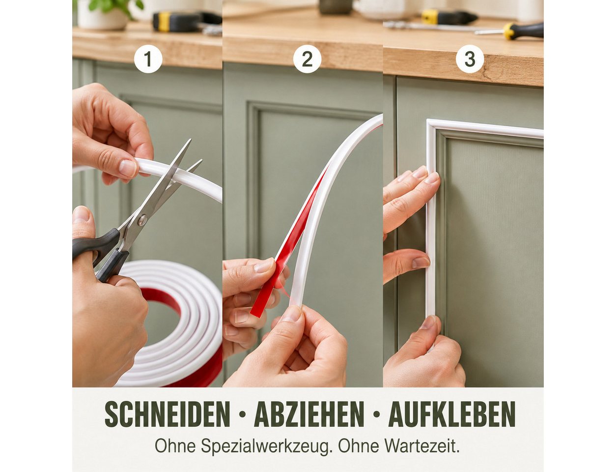 ibettertec Zierleisten-Aufkleber PVC Dekorleiste selbstklebend, rückstandsfrei ablösbar für Innenräume, (Set), Rückstandsfrei ablösbar ohne Oberflächenbeschädigung Bild 4