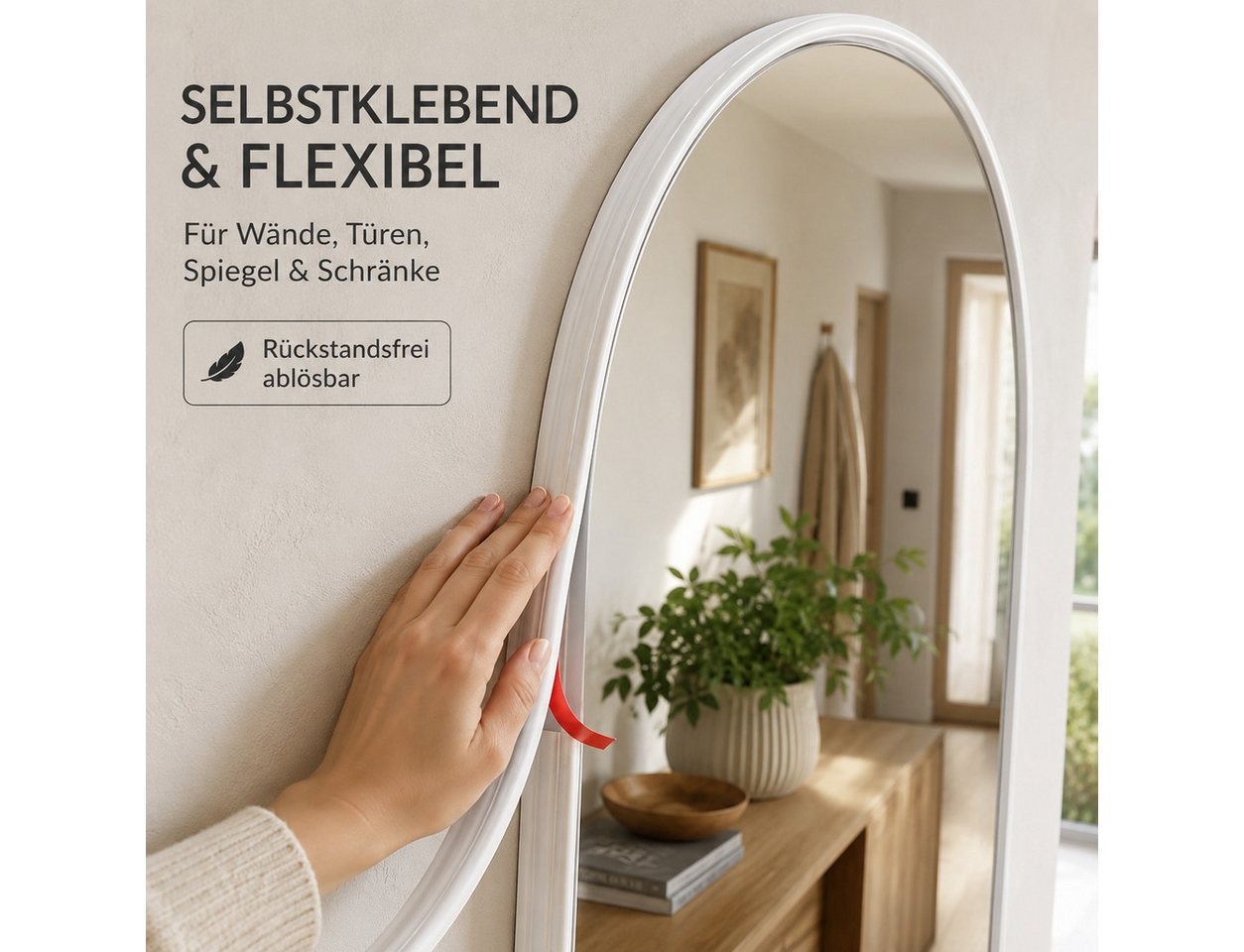ibettertec Zierleisten-Aufkleber PVC Dekorleiste selbstklebend, rückstandsfrei ablösbar für Innenräume, (Set), Rückstandsfrei ablösbar ohne Oberflächenbeschädigung Bild 5