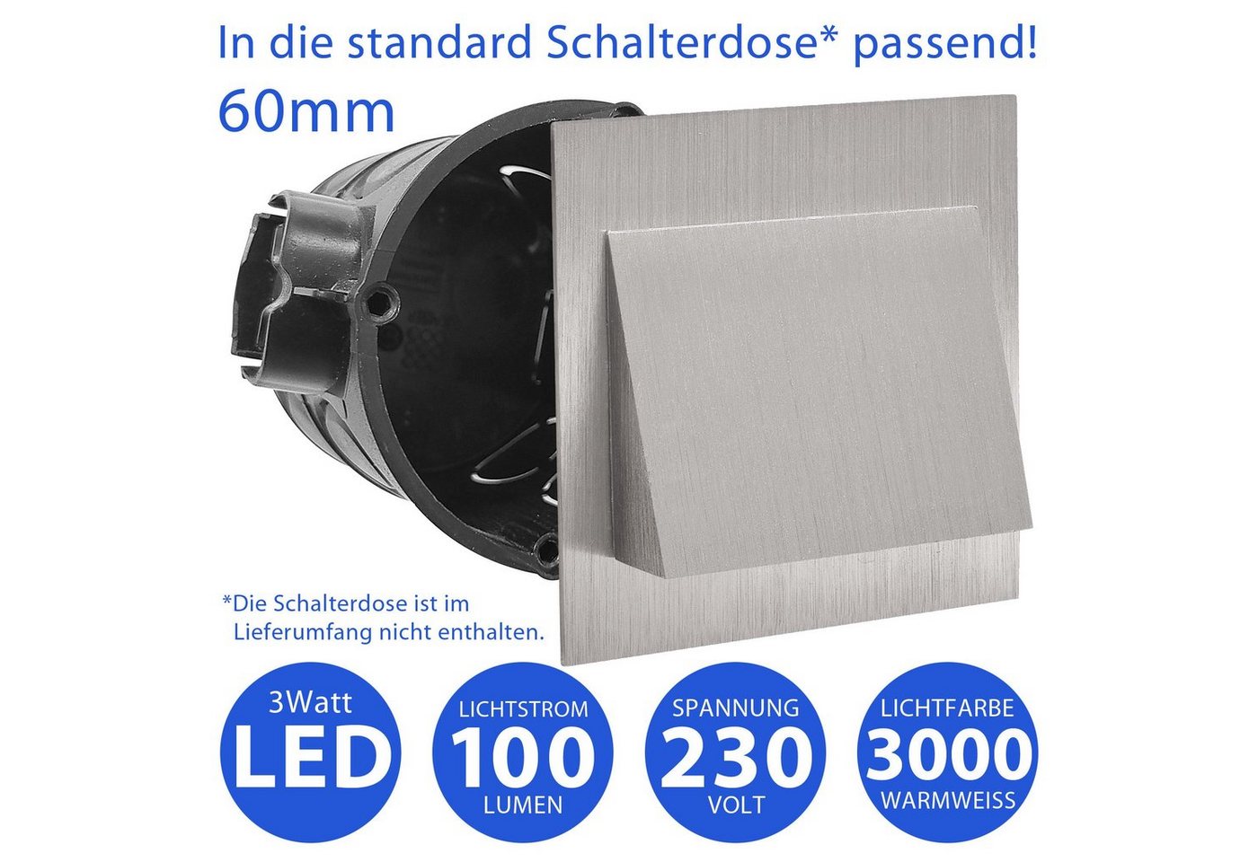 Maxkomfort LED Wandstrahler 6106, LED fest integriert, 3000K, Warmweiß, Treppenbeleuchtung Bild 3