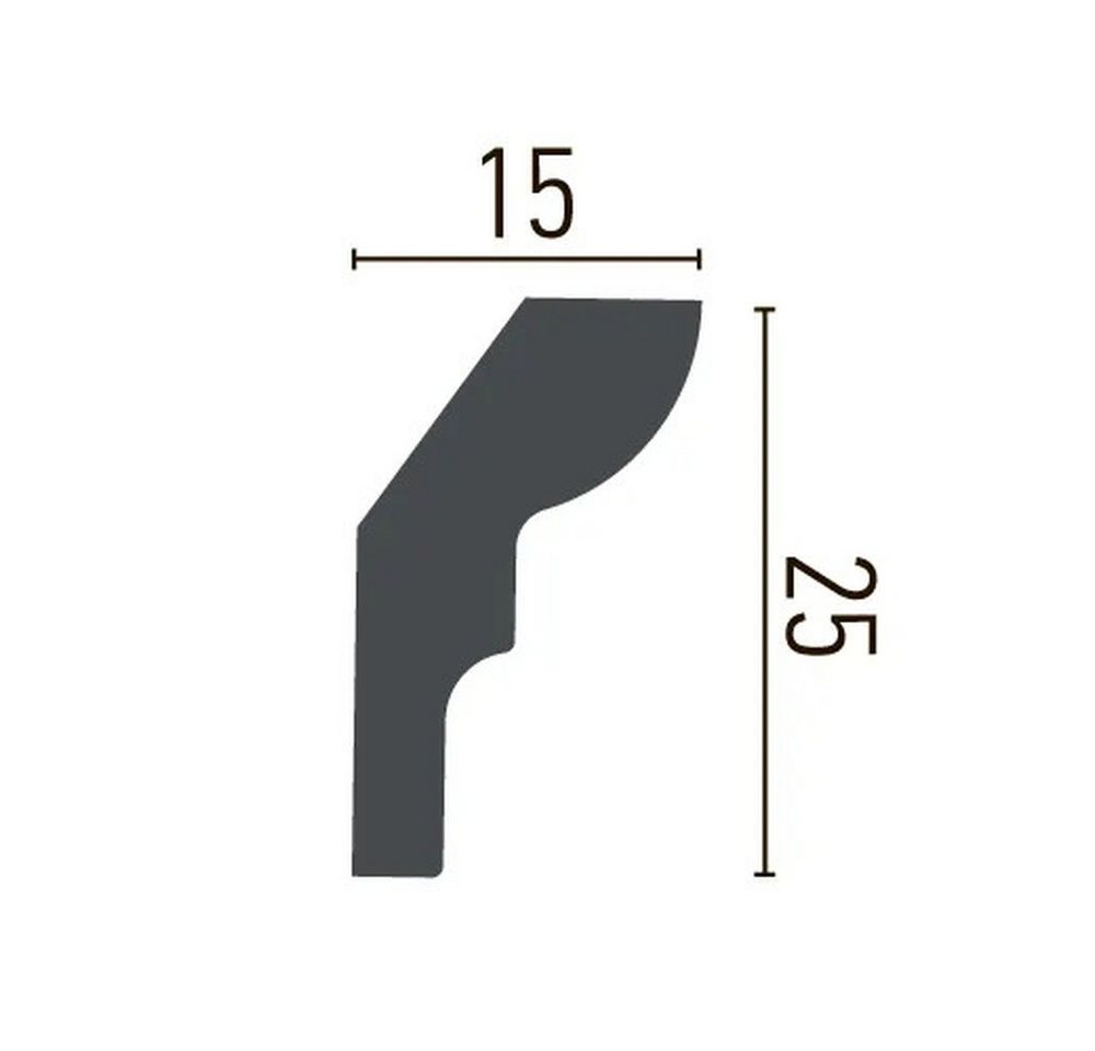 PROVISTON Stuckleiste Polyurethan, 25 x 15 x 2000 mm, Weiß, Deckenleiste, Kleben, Polyurethan, 1-St. Bild 3