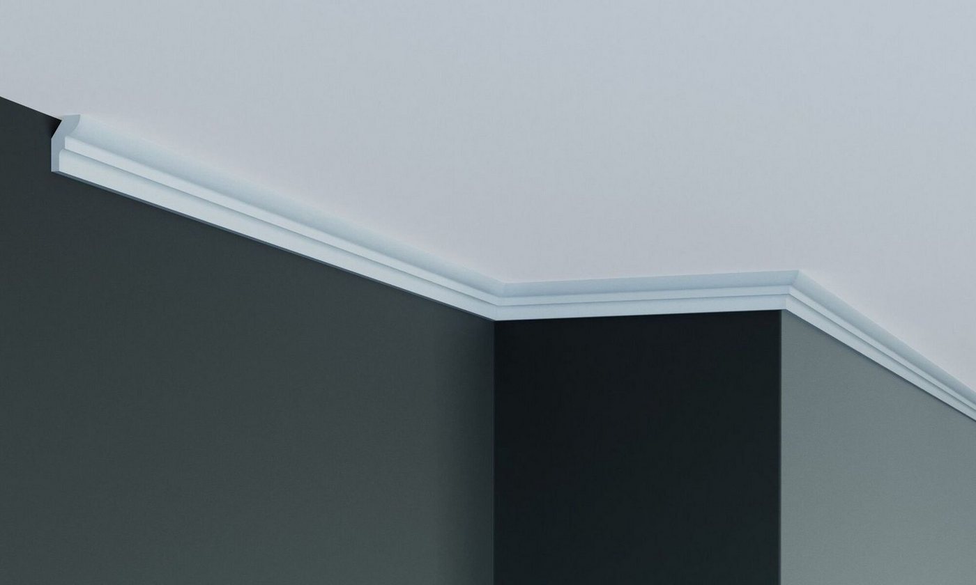 PROVISTON Stuckleiste Polyurethan, 25 x 15 x 2000 mm, Weiß, Deckenleiste, Kleben, Polyurethan, 1-St. Bild 4