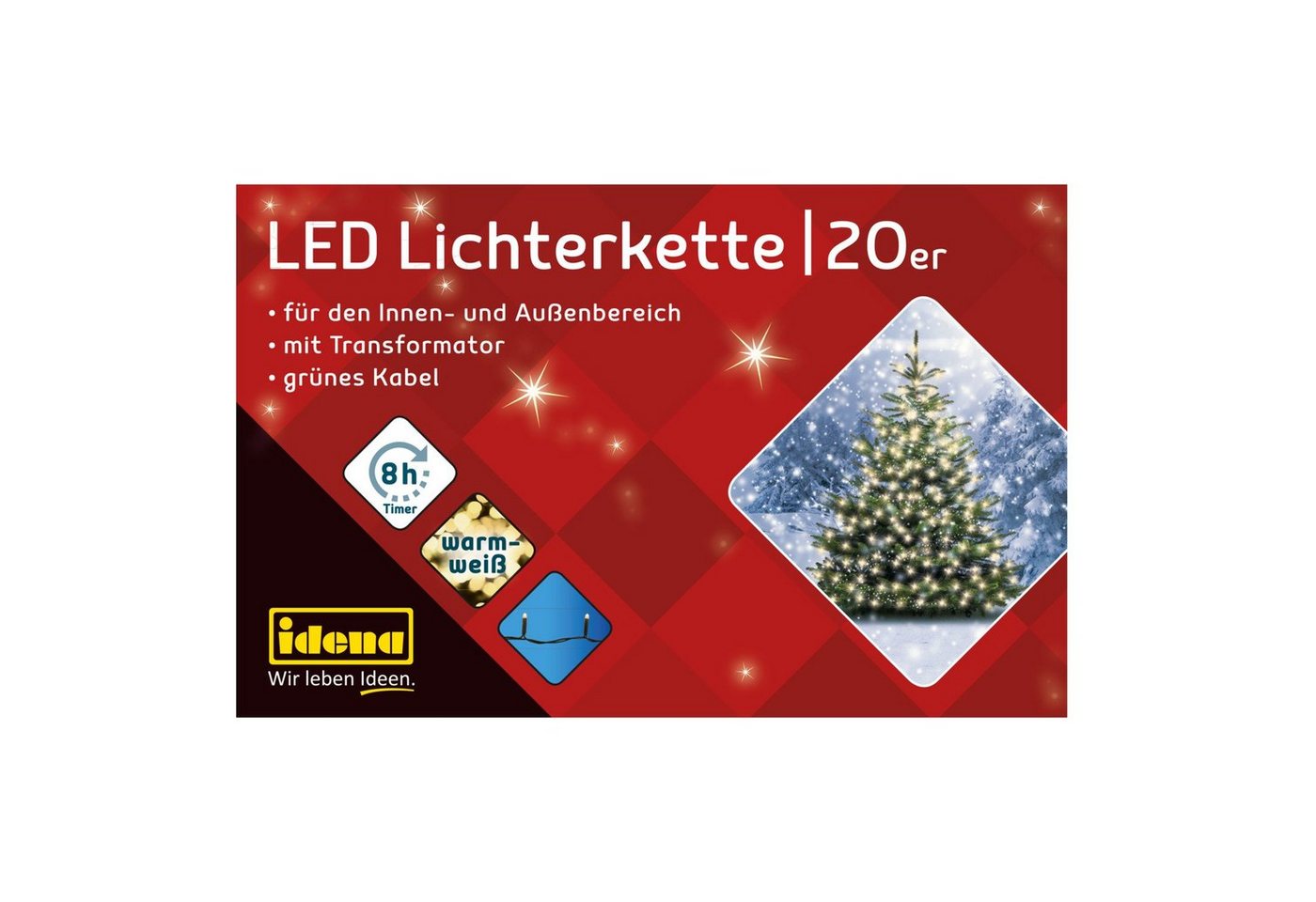 Idena LED-Lichterkette Idena 8325052 - LED Lichterkette mit 20 LEDs in Warmweiß, mit 8 Stunde Bild 2