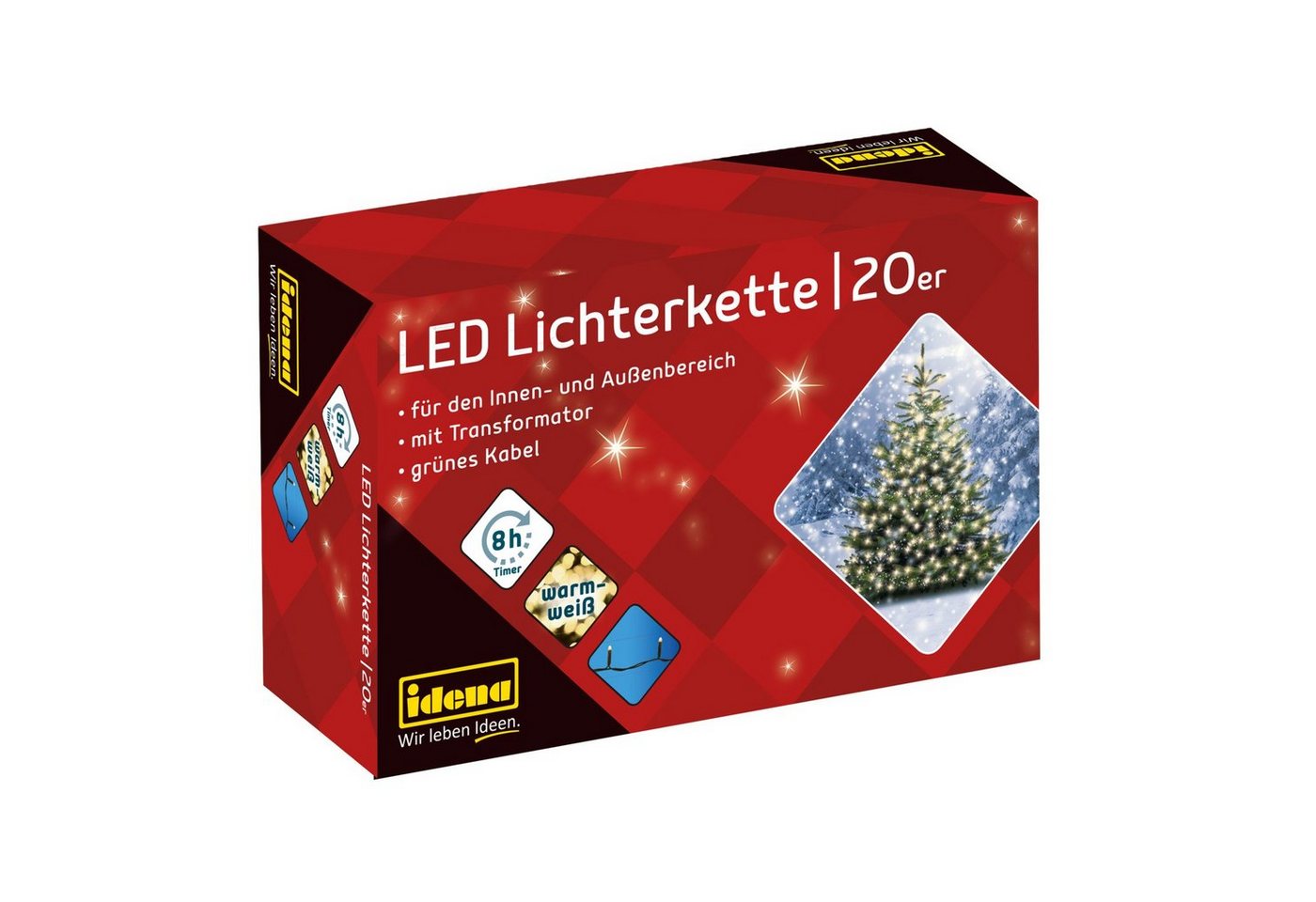 Idena LED-Lichterkette Idena 8325052 - LED Lichterkette mit 20 LEDs in Warmweiß, mit 8 Stunde Bild 3