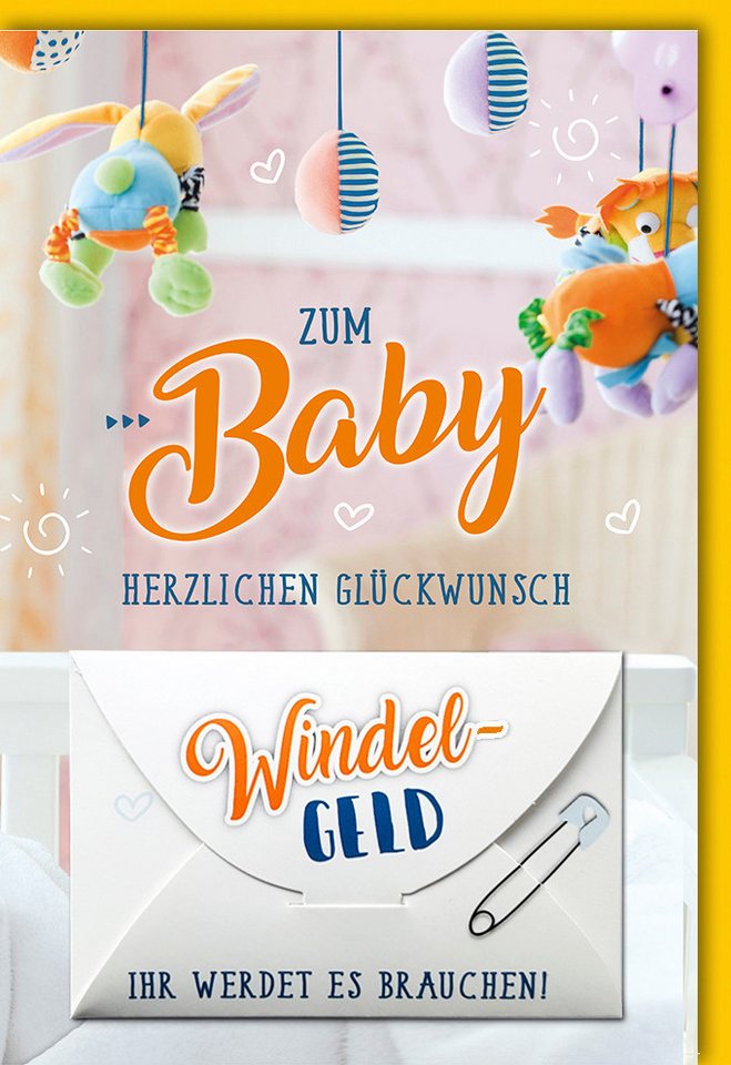Verlag Dominique Grußkarten Geburt – Baby – Freudiges Ereignis – Geldkarte - Karte mit Umschlag 2