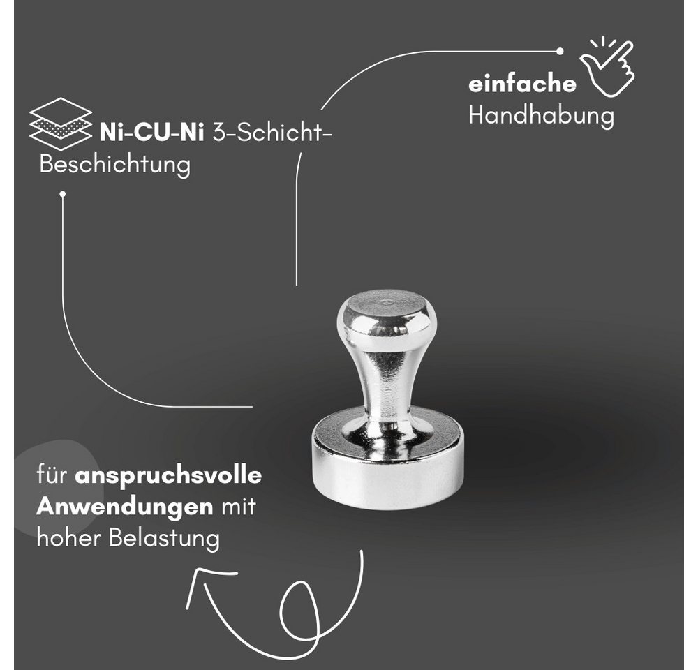 MaajeeKuto Magnet Pinnwand Magnet 12mm Neodym Magnete bis 5 KG Zugkraft Magnettafel (50-St)