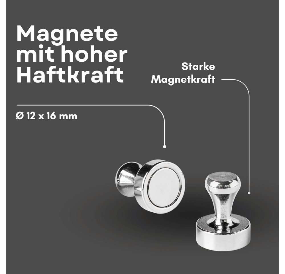 MaajeeKuto Magnet Pinnwand Magnet 12mm Neodym Magnete bis 5 KG Zugkraft Magnettafel (50-St) Bild 2