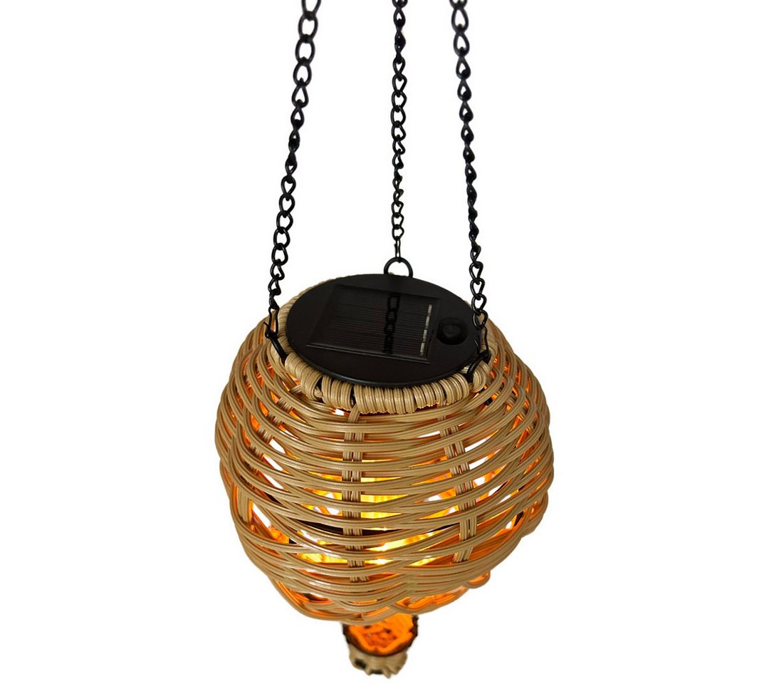 abc HOME LED-Hängeleuchte Solar Heißluftballon, LEDs, Solarpanel, Lichtsensor, Flammeneffekt, LEDs