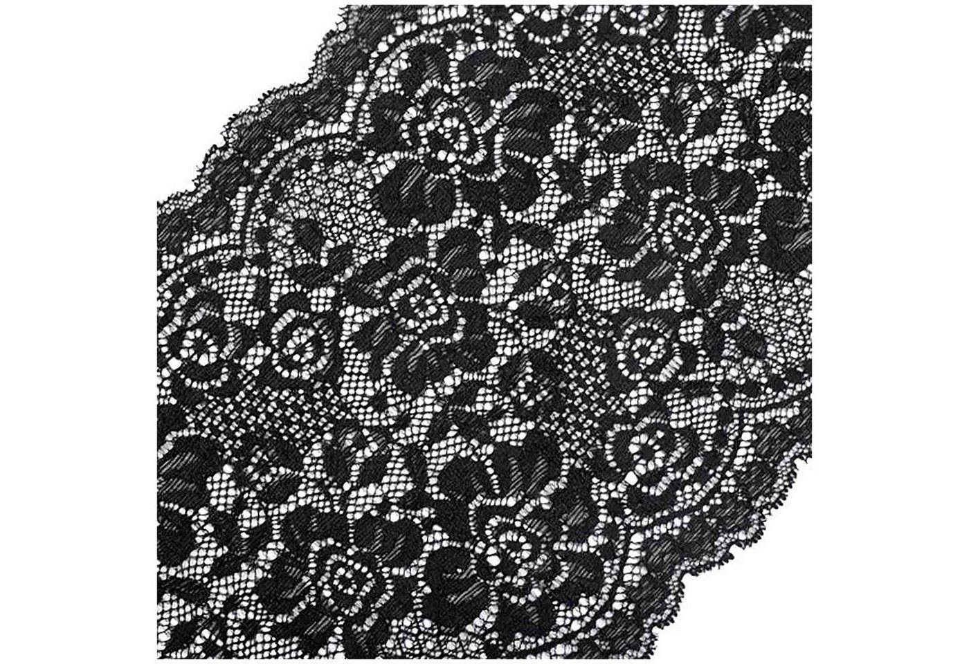 maDDma Spitzenband Elastische Spitze Blumenmotiv ab 0,5mx18cm Spitzenborte Dessousspitze, schwarz Bild 3