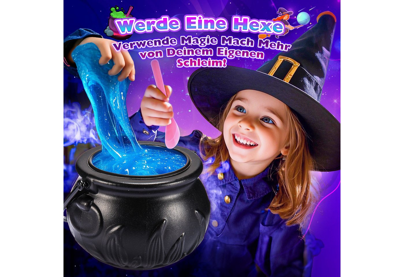 Wootoy Kreativset Experimentierkasten Schleim Bastelset Galaxy Einhorn DIY Slime Kit, (mit Glitzer Leuchteffekt Perlen und Deko, 1-tlg., Galaxy und Magic Kreativspielzeug), Fördert Kreativität Feinmotorik und spielerisches Experimentieren Bild 2