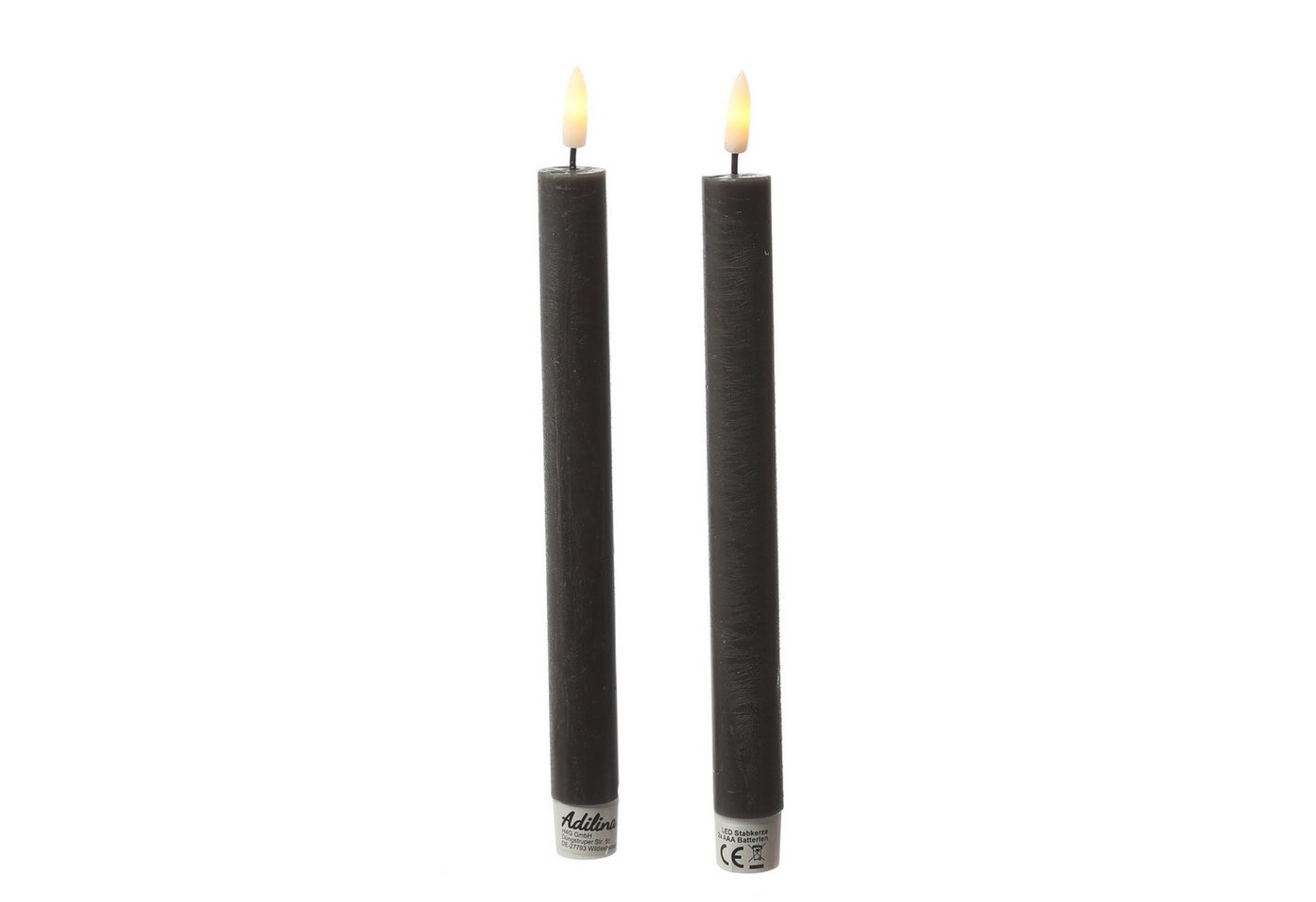 Adilina LED-Kerze LED Stabkerzen Tafelkerzen Dinner Spitzkerzen Rustik 24cm schwarz 2St, warmweiß (2100K bis 3000K) Bild 2