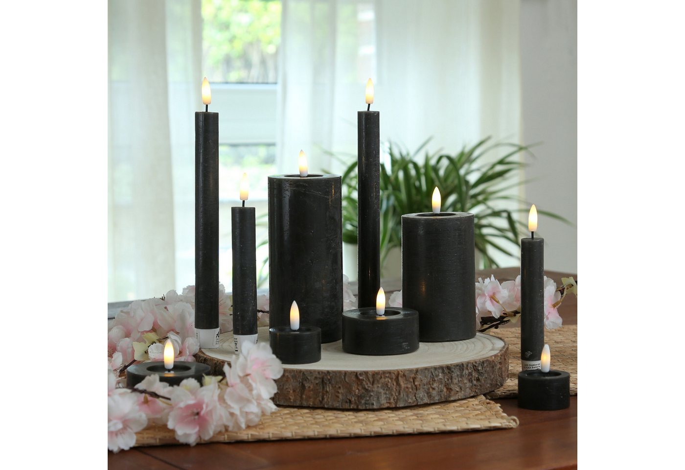 Adilina LED-Kerze LED Stabkerzen Tafelkerzen Dinner Spitzkerzen Rustik 24cm schwarz 2St, warmweiß (2100K bis 3000K) Bild 4