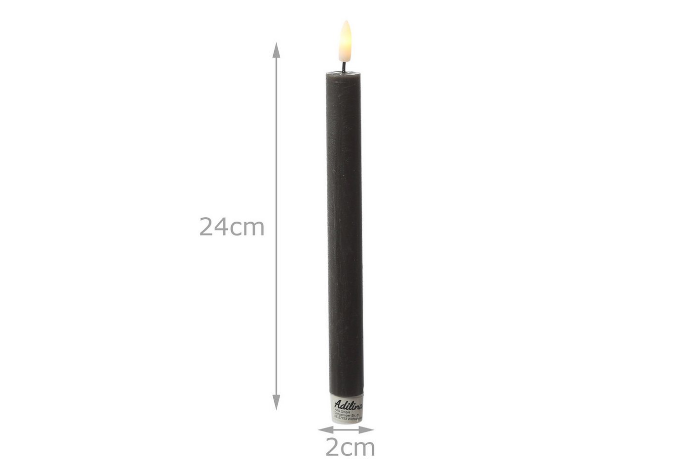 Adilina LED-Kerze LED Stabkerzen Tafelkerzen Dinner Spitzkerzen Rustik 24cm schwarz 2St, warmweiß (2100K bis 3000K) Bild 5