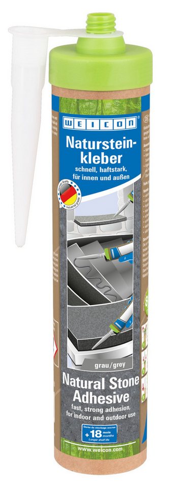WEICON Klebstoff Green Tube Natursteinkleber, (2-tlg), Verkleben von Fensterbänken, Fliesen, Fußbodenleisten, Sockelleisten