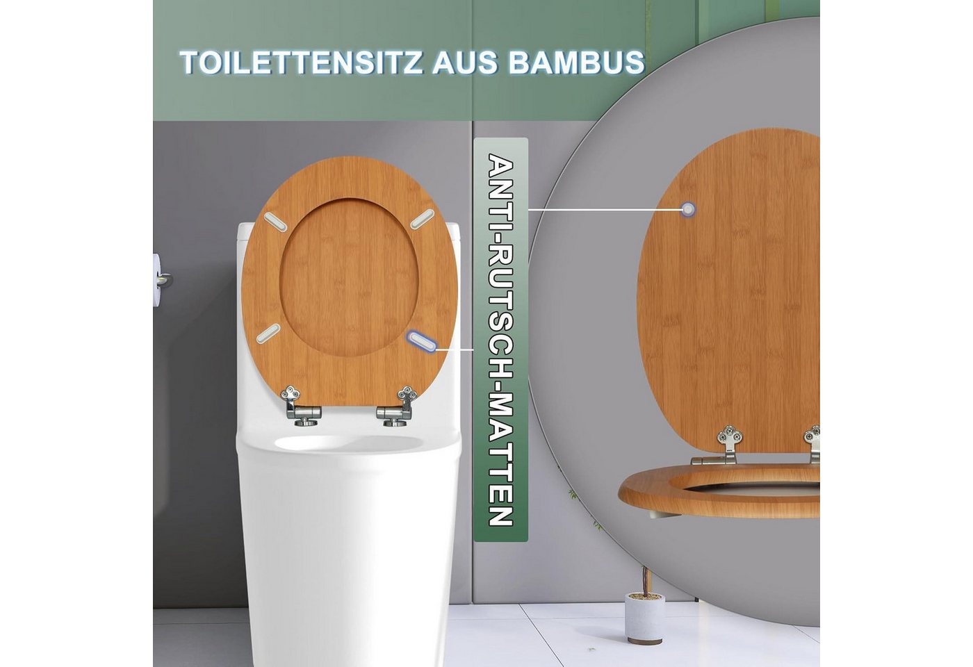LuxusKollektion WC-Sitz WC Sitz Absenkautomatik Holz Bambus Bild 5