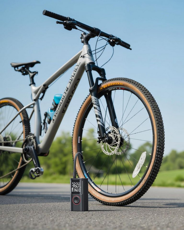 Fyrove Akku-Luftpumpe Kabelloser Elektrische Luftpumpe, Fahrradpumpe Elektrisch (150PSI Akku Kompressor Fahrradpumpe mit LED-Licht & Auto-Stopp, Wiederaufladbare Reifenpumpe für E-Bike, Auto, Motorrad, Bälle)