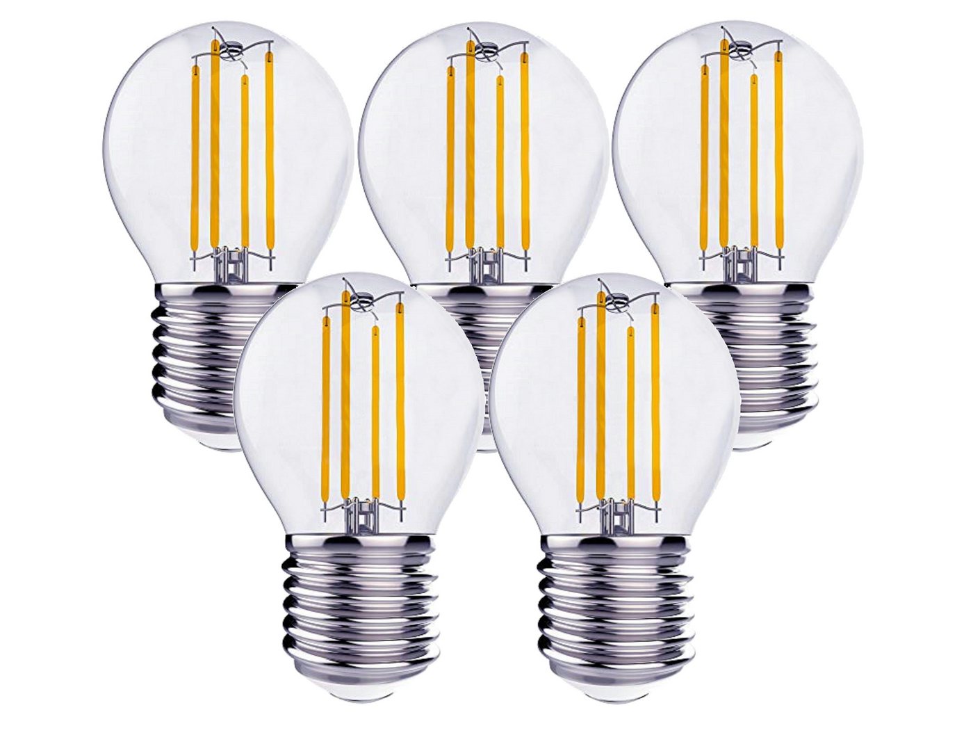 TRANGO LED-Leuchtmittel, 5er Pack E27004-5 LED Filament Birne 4 Watt 350 Lumen - 2700K warmweiß - Ersatz für 40W Glühlampe - Glühbirne - Lampe in Tropfen Form mit E27 Fassung Abstrahlwinkel 360°, 5 St. Bild 3