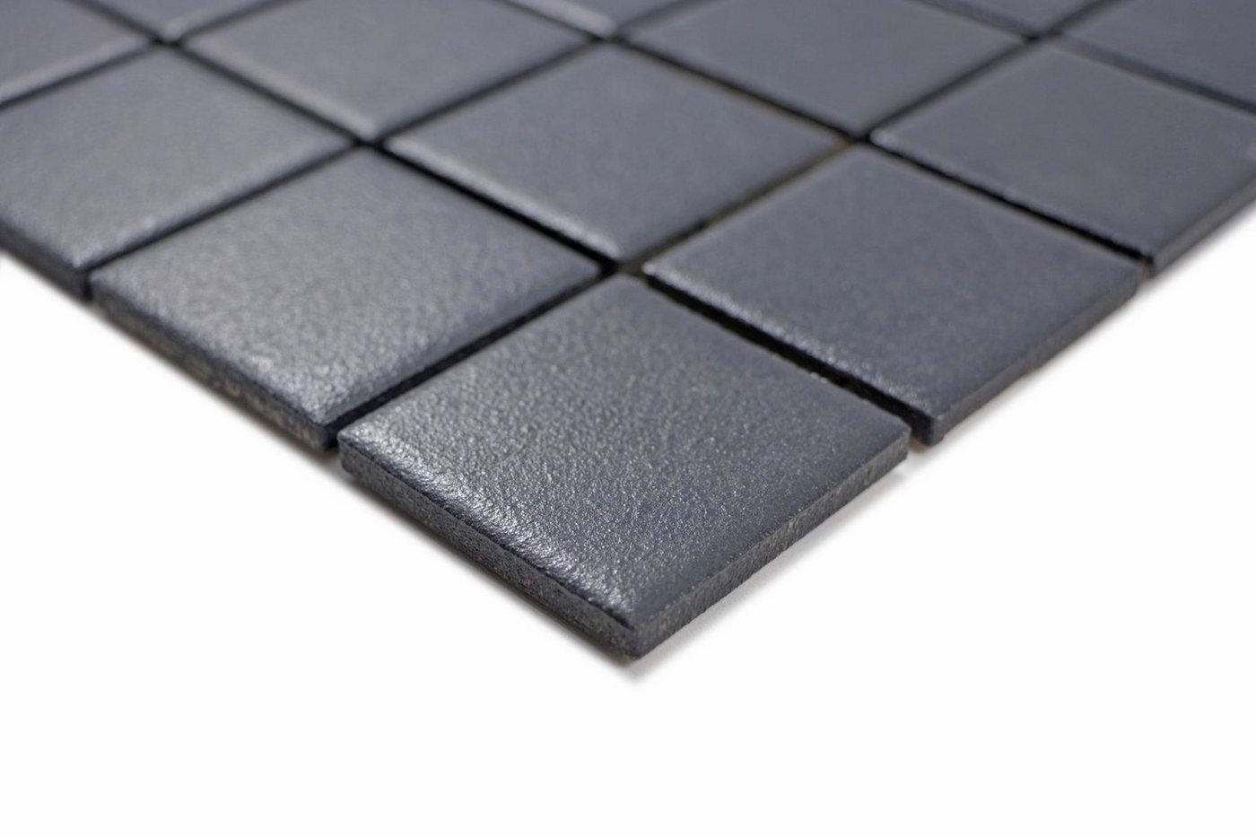 Mosani Mosaikfliesen Keramik Mosaik Fliese soft schwarz RUTSCHEMMEND Bodenfliese Bad