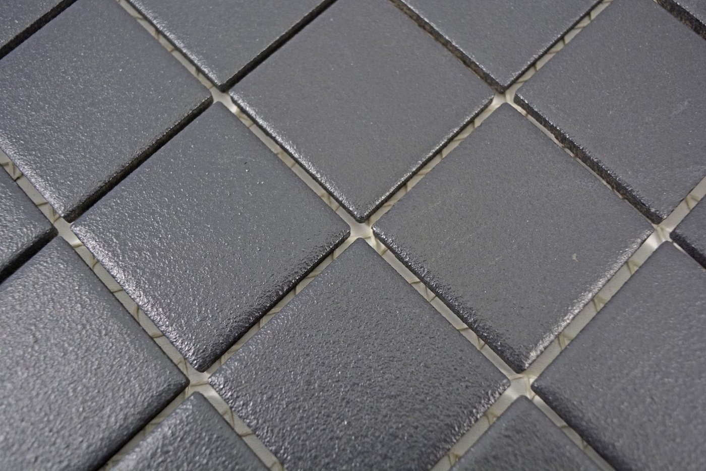 Mosani Mosaikfliesen Keramik Mosaik Fliese soft schwarz RUTSCHEMMEND Bodenfliese Bad Bild 4