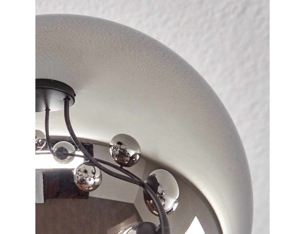 hofstein Deckenleuchte Deckenlampe aus Metall/Glas in Schwarz/Chrom/Rauch, ohne Leuchtmittel, Leuchte im Retro/Vintage-Design (Schirme Ø 10,12 cm), 12 x G9