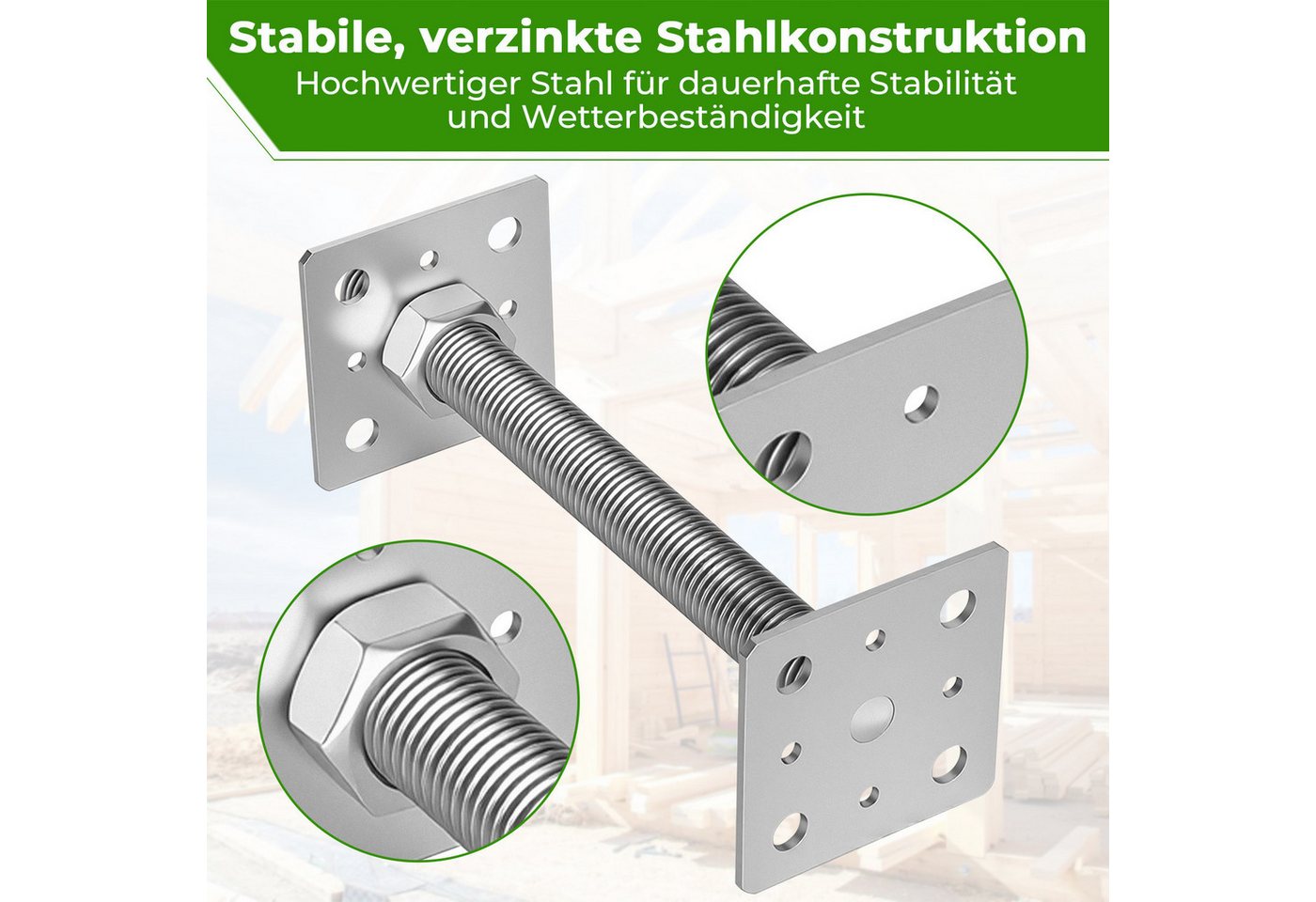 Clanmacy Pfostenträger Pfostenträger höhenverstellbar 30–250 mm – für Zaun, Silber 4PCS