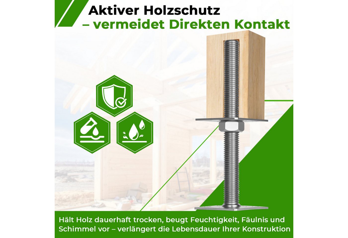 Clanmacy Pfostenträger Pfostenträger höhenverstellbar 30–250 mm – für Zaun, Silber 4PCS Bild 3