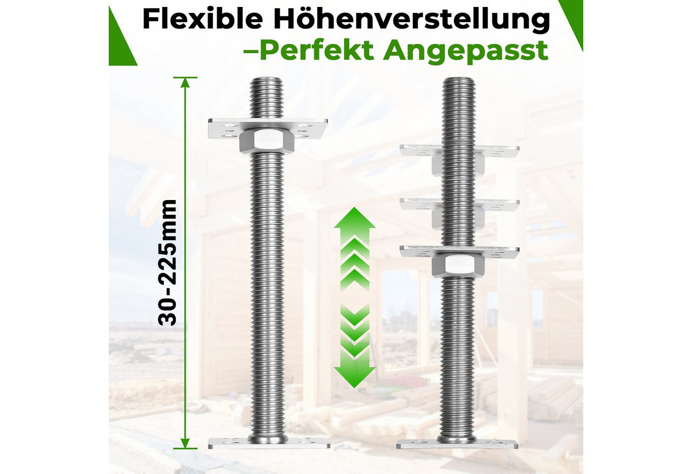 Clanmacy Pfostenträger Pfostenträger höhenverstellbar 30–250 mm – für Zaun, Silber 4PCS Bild 5