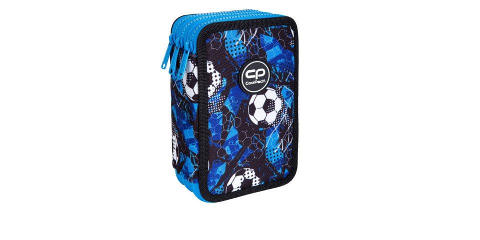GOLDKIDS Federmäppchen Federmäppchen 3 Fächer -, (Mäppchen für Mädchen und Jungen - Federmappe, 1-tlg., 3-Fach Federtasche Gefüllte Schüleretui Schulmäppchen), Motiv: Fußball