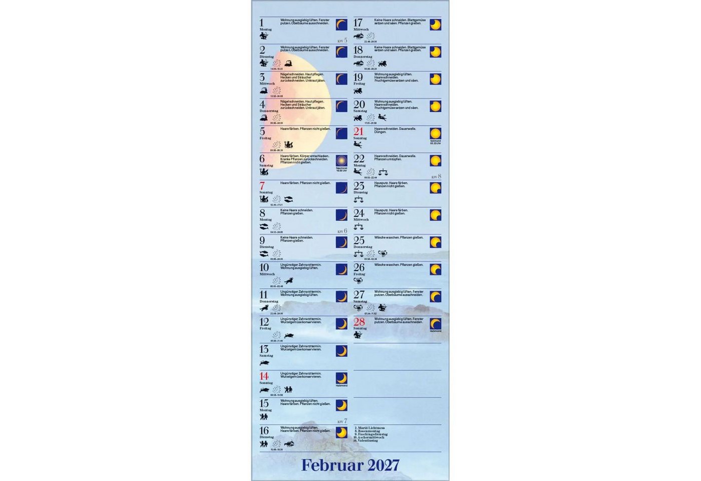 Korsch Verlag Wandkalender Mond-Planer 2027
