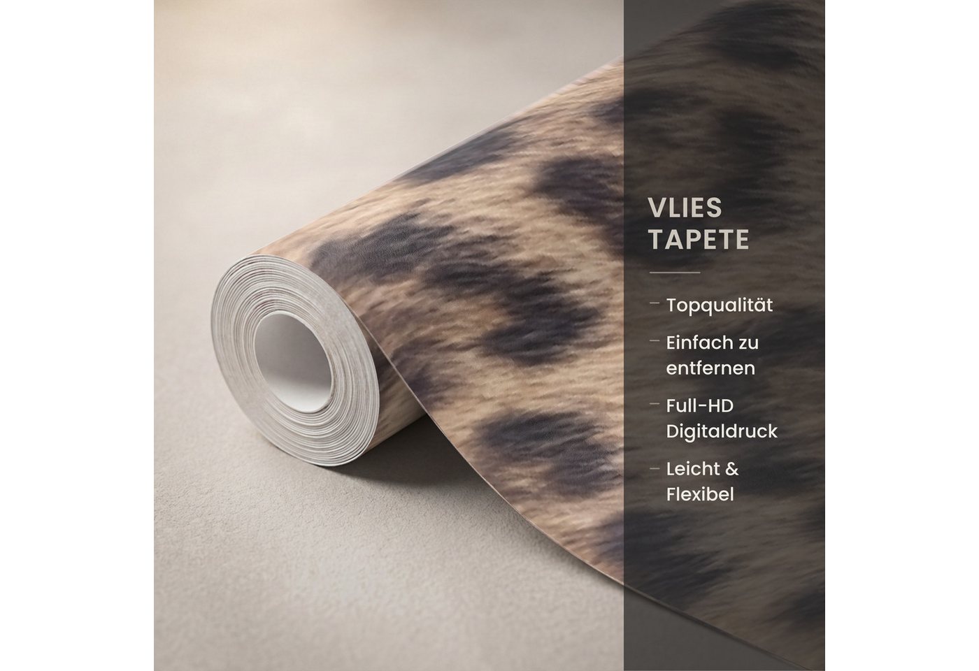OnlyWow Fototapete Leopard - Mantel - Klassisch - Braun, Matt, bedruckt, Wandtapete, Schlafzimmer, Wanddekoration 100x220cm Bild 5