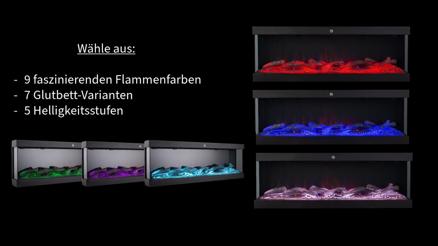 El Fuego Elektrokamin El Fuego® „Nizza“ 3D Wandkamin, 107 cm, Wandintegration (inkl. Montage-Set) Bild 5