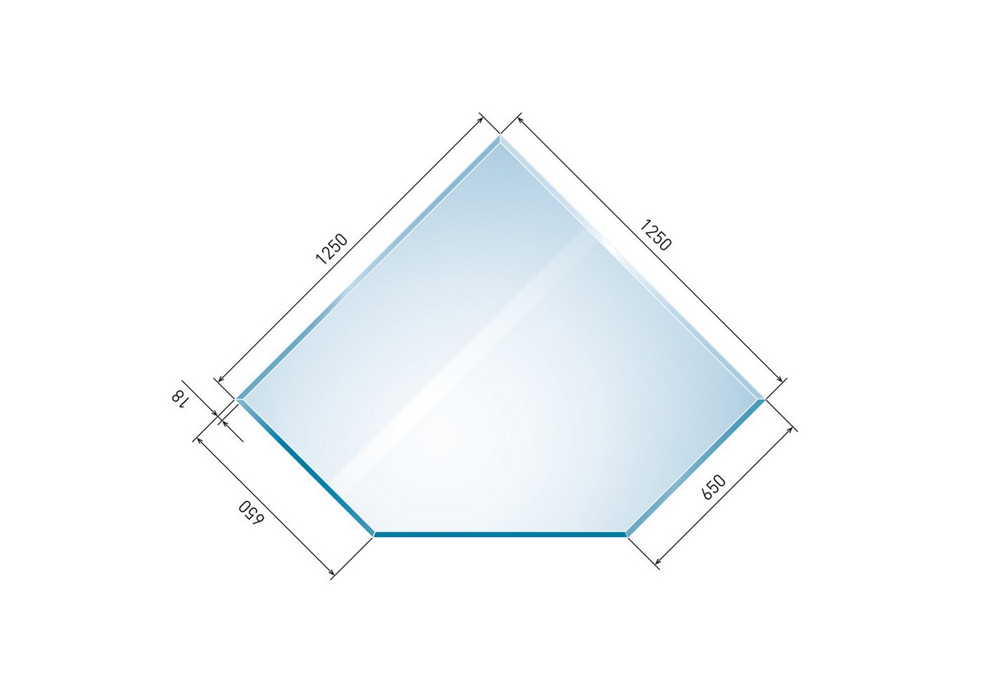 Raik Bodenschutzplatte raik Kamin Glasplatte Diamant 2 mit Facette