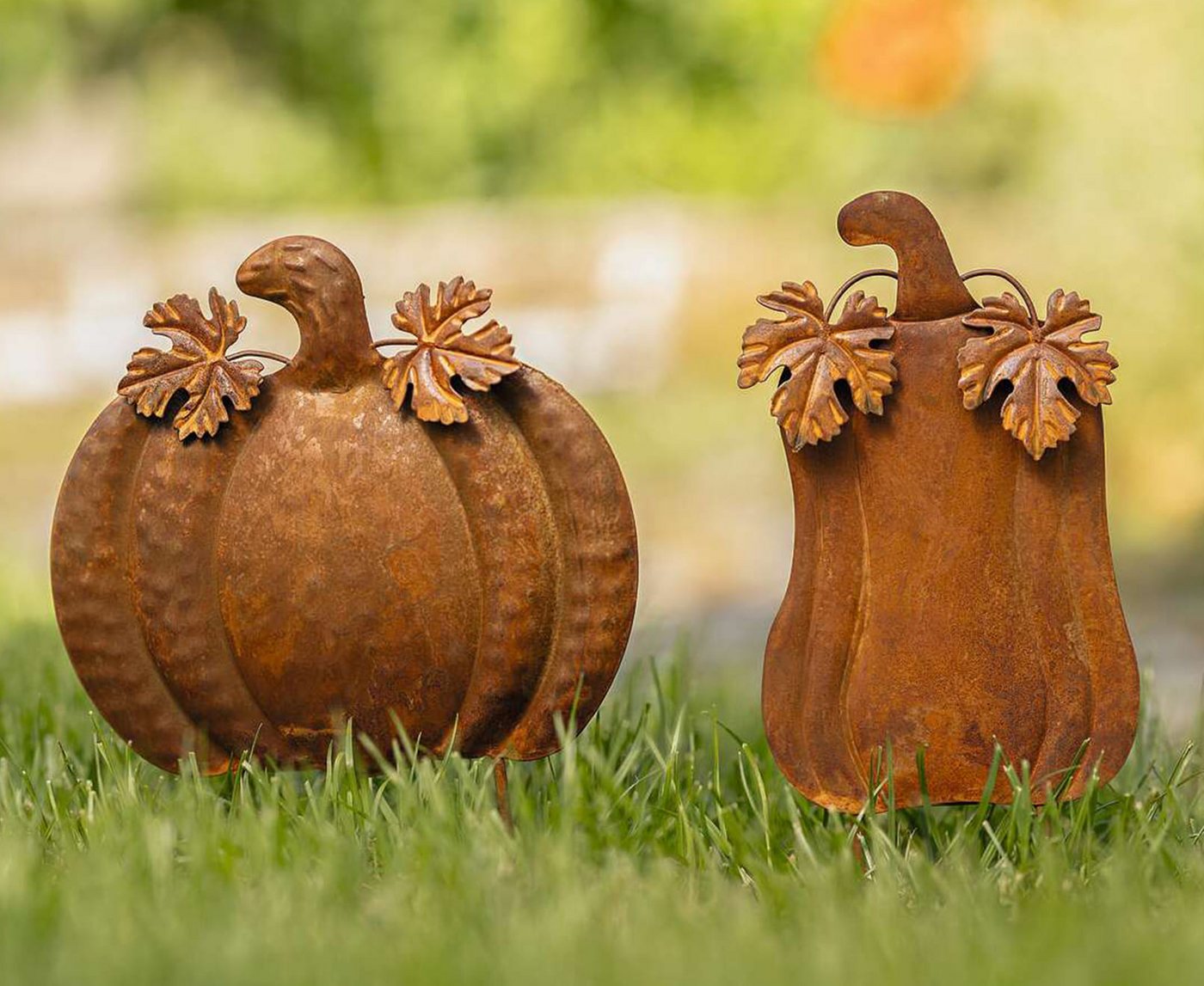Dekoleidenschaft Gartenstecker "Kürbis" Metall, Rost, Roststecker, Dekostecker, Halloween Herbst Deko (2-St., im Set) Outdoor Deko, Gartendeko für Draußen