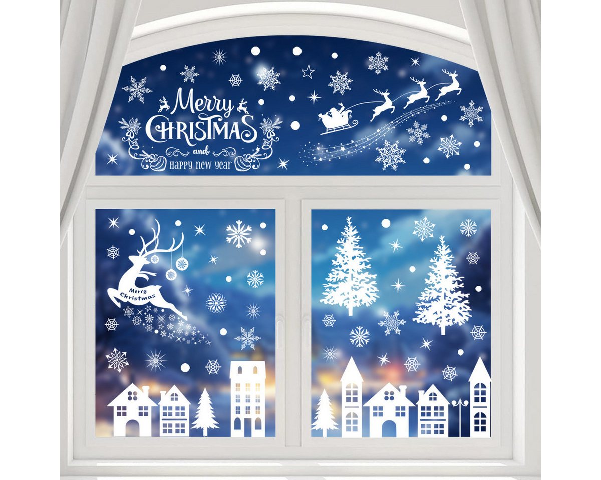 Coonoor Aufkleber Fensterbilder Weihnachten Selbstklebend, Fensterdeko Weihnachten, (4tlg), Wiederverwendbar Statisch Haftende Aufkleber Weihnachtsdeko Bild 2