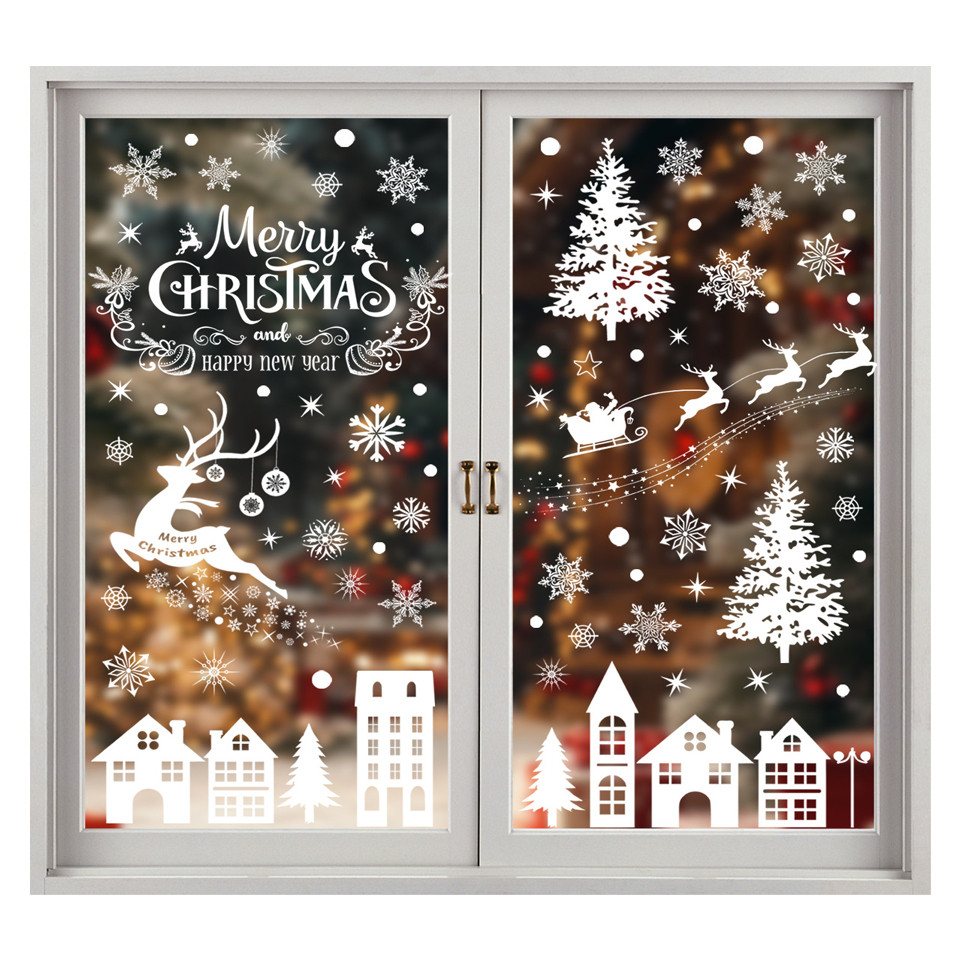 Coonoor Aufkleber Fensterbilder Weihnachten Selbstklebend, Fensterdeko Weihnachten, (4tlg), Wiederverwendbar Statisch Haftende Aufkleber Weihnachtsdeko Bild 5