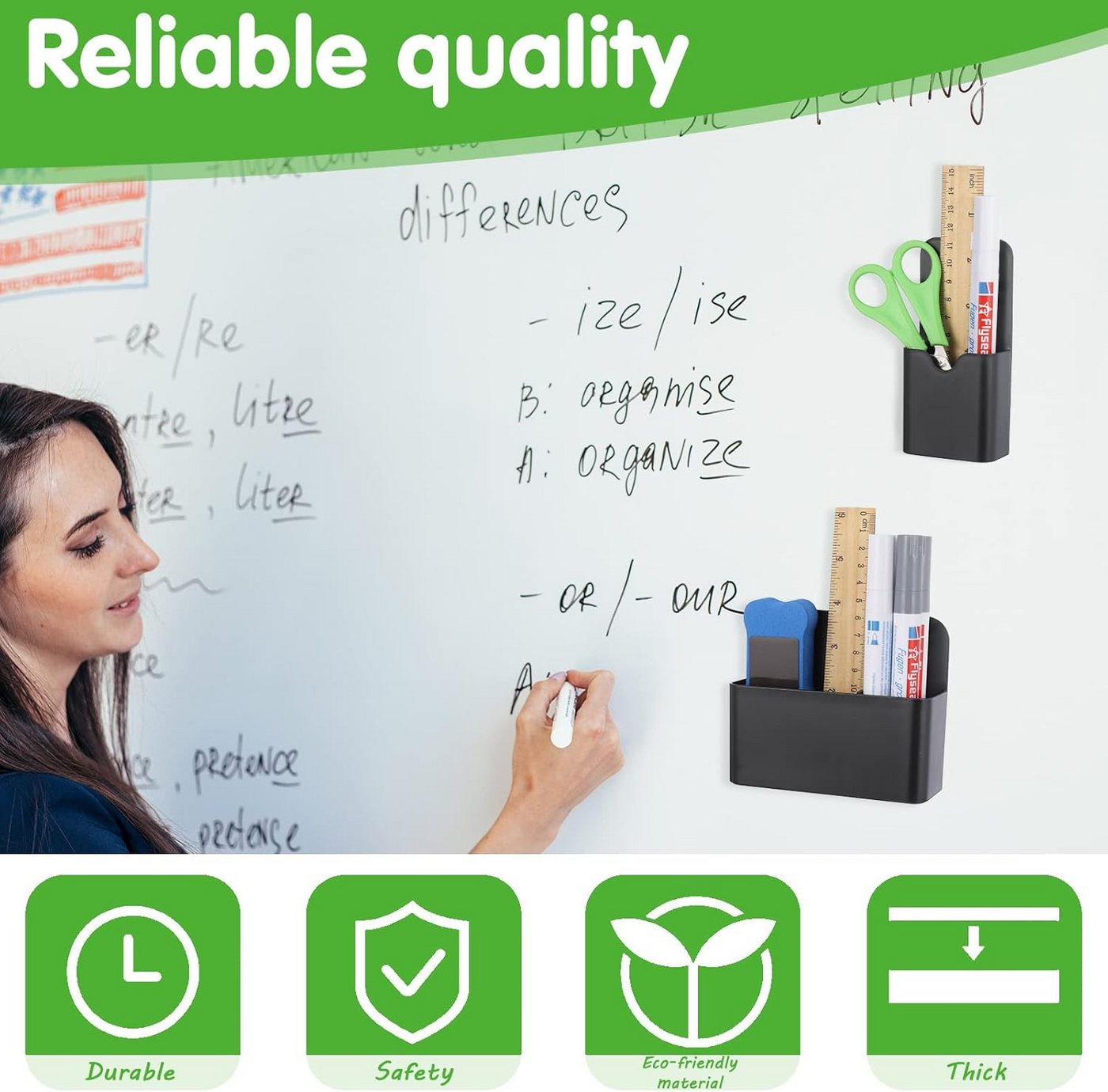 FELIXLEO Whiteboard Marker 2 Stück magnetischer Stiftehalter mit Whiteboard Schwamm Set, (1-tlg)