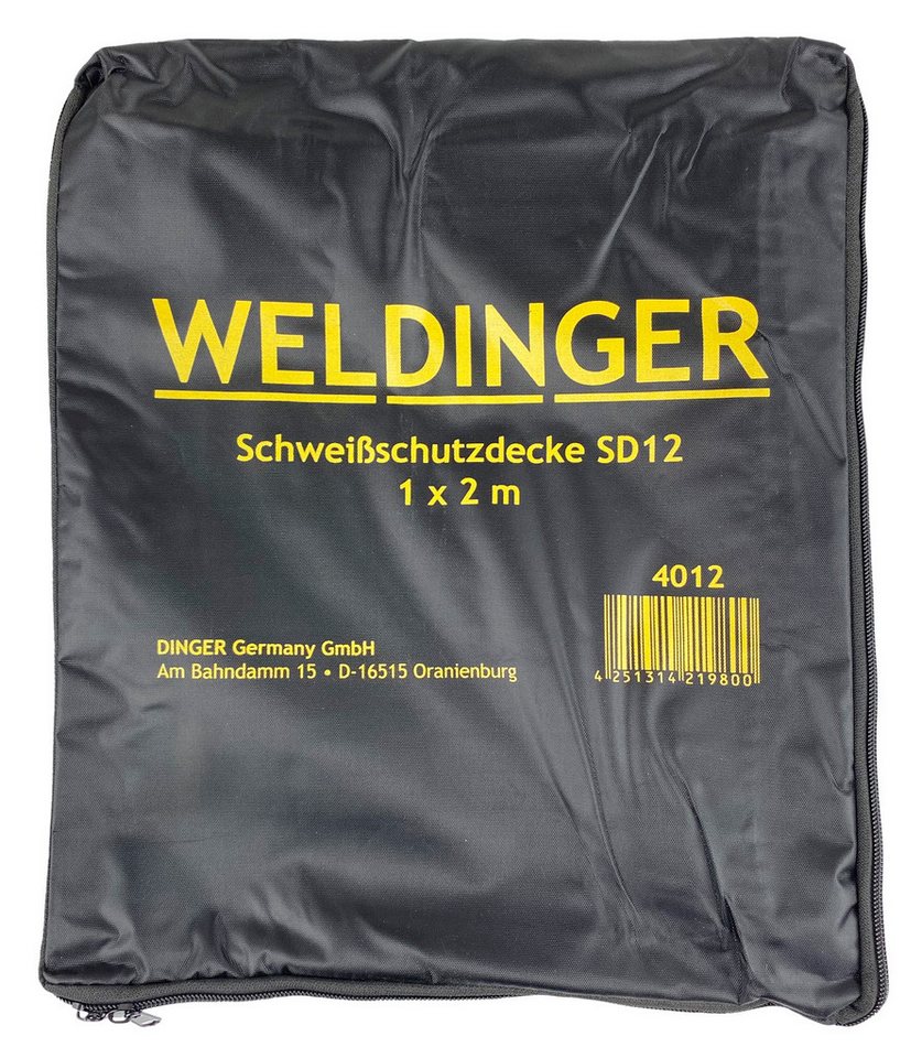 WELDINGER Schweißerschürze Schweißschutzdecke SD12 Fiberglas 100x200 mm Schweißmatte mit Tasche, (Set, 2-tlg., Schweißschutzdecke SD 12, Schutztasche), Schweißerdecke mit gutem Schutz vor Flammendurchdringung