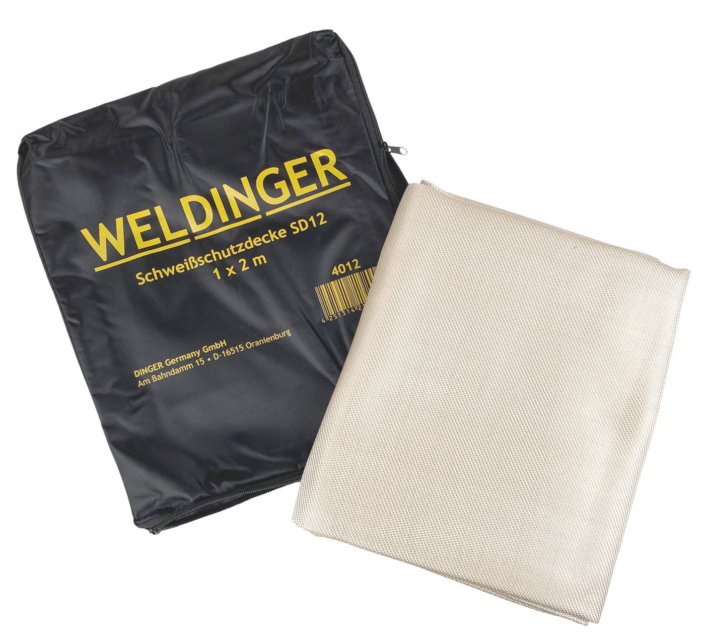 WELDINGER Schweißerschürze Schweißschutzdecke SD12 Fiberglas 100x200 mm Schweißmatte mit Tasche, (Set, 2-tlg., Schweißschutzdecke SD 12, Schutztasche), Schweißerdecke mit gutem Schutz vor Flammendurchdringung Bild 4