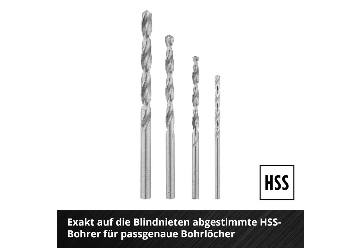 Einhell Kombizange, 111-tlg., Blindnietzangen-Set (100 Blindnieten, 4 Mundstücke, Metallbohrer, werk Bild 2