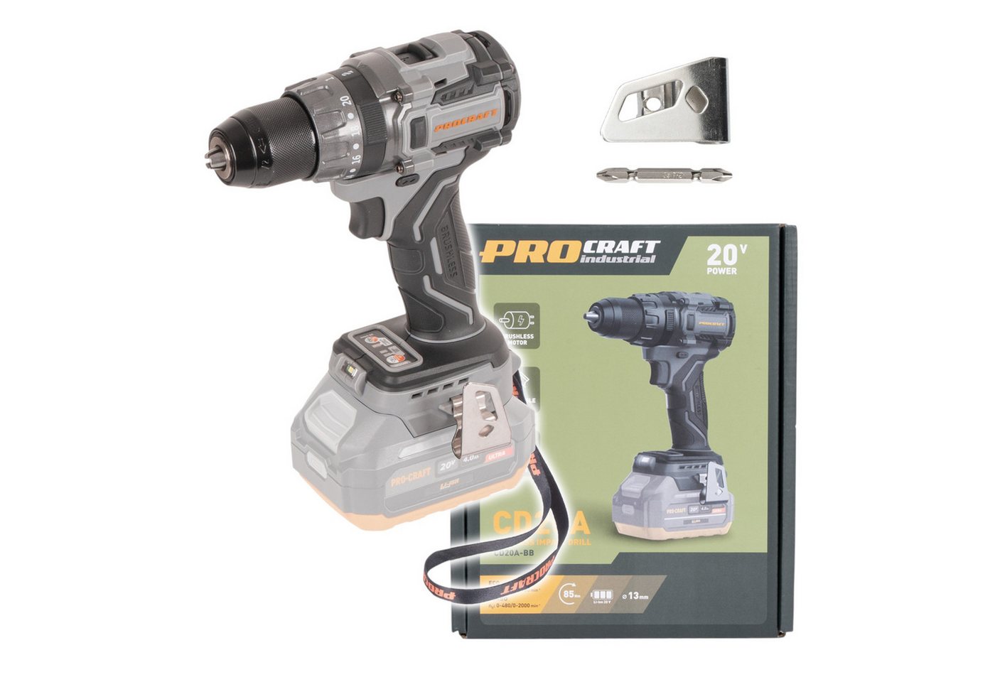 PROCRAFT industrial Akku-Schrauber CD20Abb Akku Bohrschrauber 20 V 85 Nm Solo - ohne Akku, ohne Ladegerät