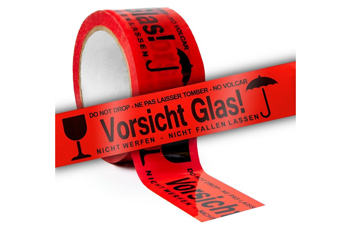 ARLI Klebeband 6x Klebeband " Vorsicht Glas " Packband rot Paketband (6er, 6-St., Set) PP 48 mm x 66 m Paket Band - 6 Rollen Bild 5